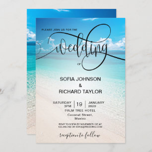 beach wedding destination tropical summer sea invitation