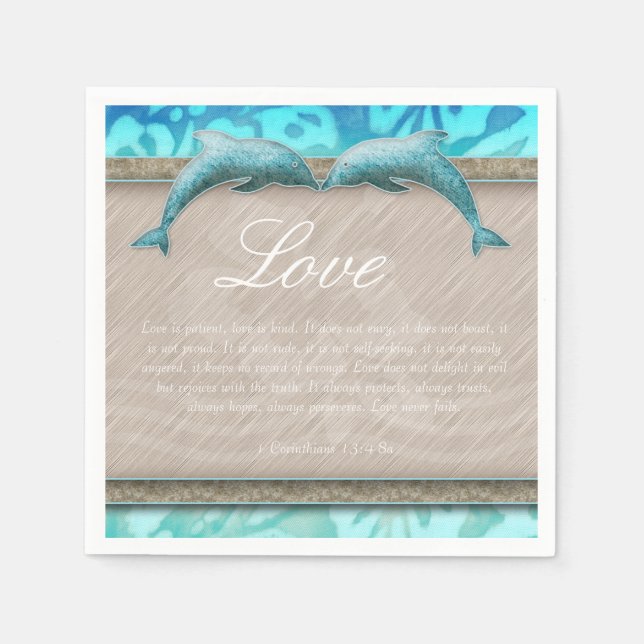 Beach Wedding Dolphin Luau Party Nautical Love Napkin (Front)