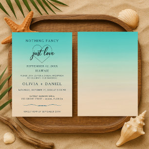 Beach Wedding Elopement Reception Watercolor Invitation