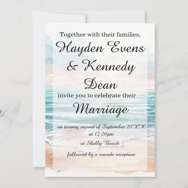 Beach Wedding/Engagment Invitation | Coastal  (Front)