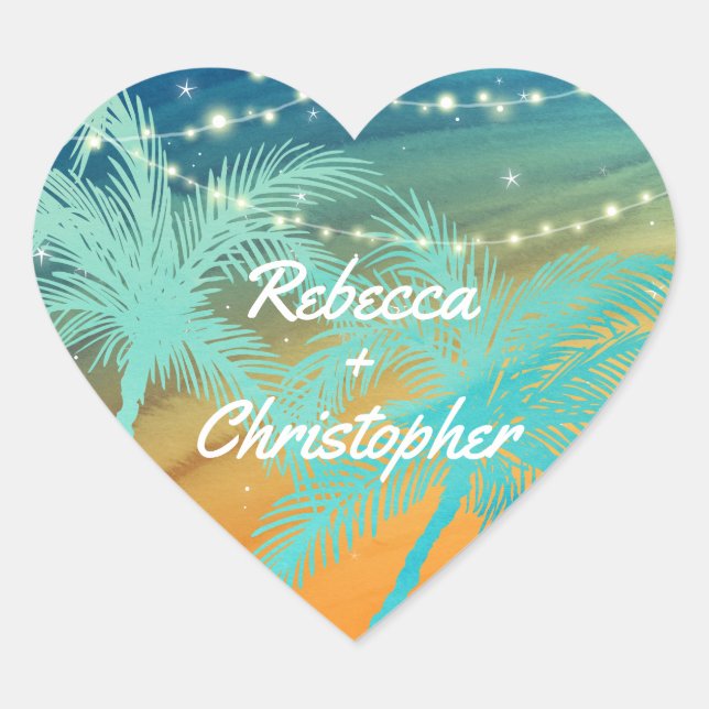 Beach Wedding Envelope Seals | Teal Blue Orange (Front)