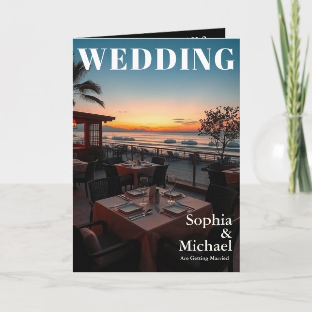 Beach Wedding Fair Magazine Cover Invitation (Front)