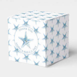 Beach Wedding Favor Boxes Blue Watercolor Starfish