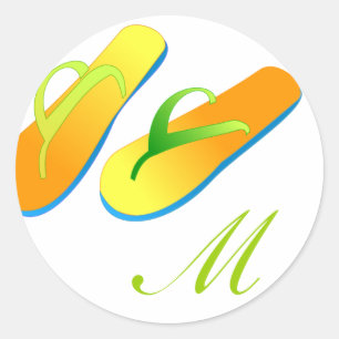 Beach Wedding Favour Stickers Flip Flops Monogram