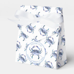 Beach Wedding Favours   Blue Crab on White Favour Box
