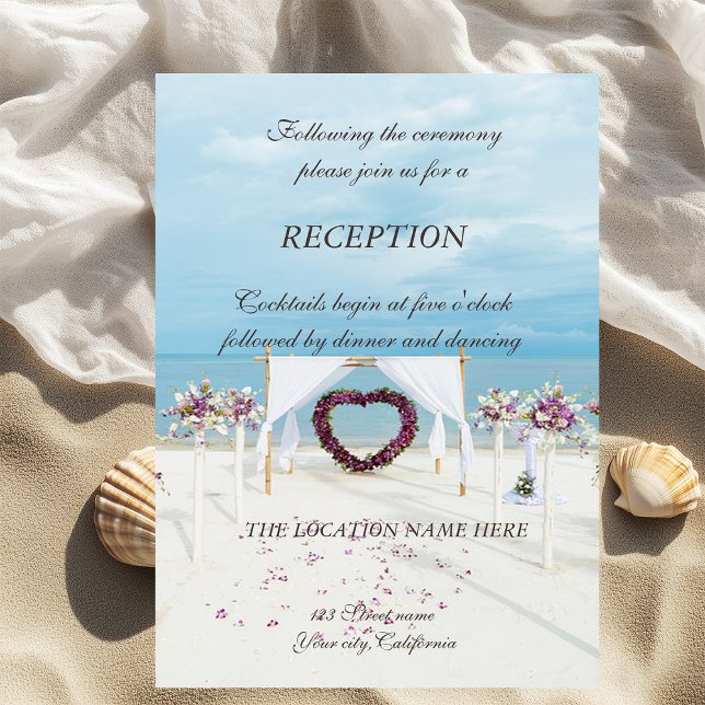 Beach  Wedding Floral Arbor  Reception Invitation (Creator Uploaded)