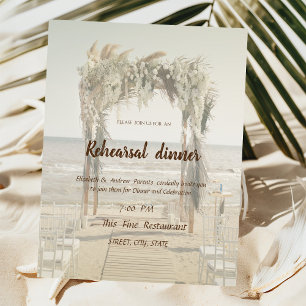 Beach Wedding Floral Arch Rehearsal Dinner Invitation