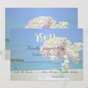 Beach Wedding Flowers RSVP Invitation