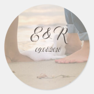 Beach  Wedding,Foots Classic Round Sticker