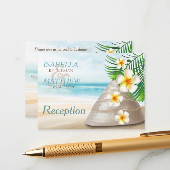 Beach Wedding for the Mr & Mrs | Reception Enclosure Card (Front/Back In Situ)