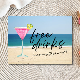 Beach Wedding Free Drinks Funny Save the Date Announcement Postcard