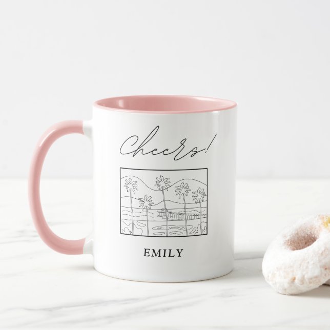 Beach Wedding Gift Personalised Coffee Mug (With Donut)