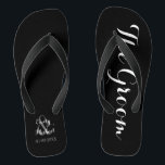 Beach Wedding Groom Flip Flops<br><div class="desc">Custom bride and groom beach wedding flip flops on black and white. Personalise it with your names and wedding date or customise it further if you wish to change the colours or to adjust the layout.</div>