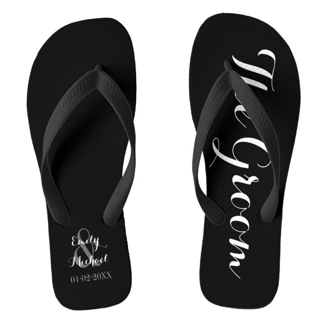 Beach Wedding Groom Flip Flops (Footbed)