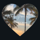 Beach Wedding Happily Ever After Palm Tree Favour Heart Sticker<br><div class="desc">Infuse your wedding favours with tropical charm using our Beach Wedding "Happily Ever After" Palm Tree Favour Stickers. Perfect for a beachside celebration, these stickers feature a beautiful palm tree design and the phrase "Happily Ever After, " making them an ideal addition to favour bags, gift boxes, or any wedding...</div>