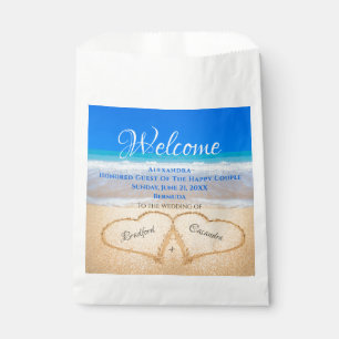 Beach Wedding Hearts in Sand Welcome Favour Bags