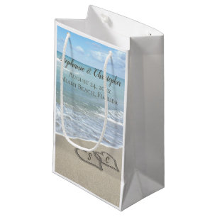 Beach Wedding Hearts in the Sand Elegant Small Gift Bag