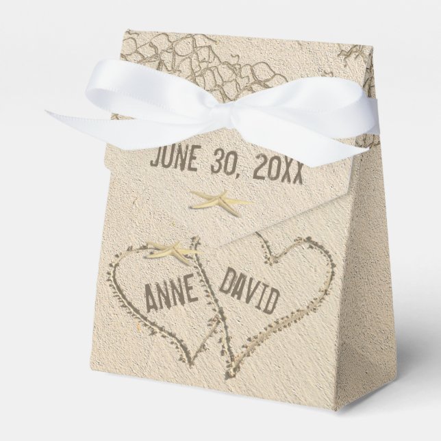 Beach Wedding Hearts with Quote Favour Box (Front Side)