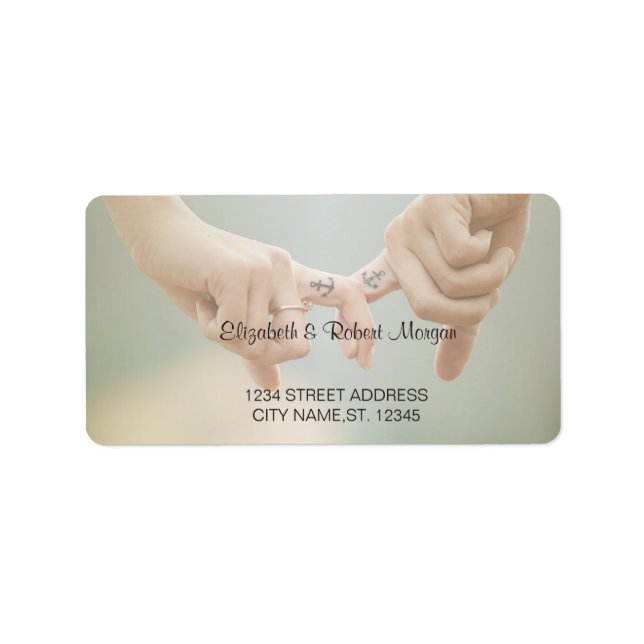 Beach Wedding, Hold Hands Wedding Label (Front)