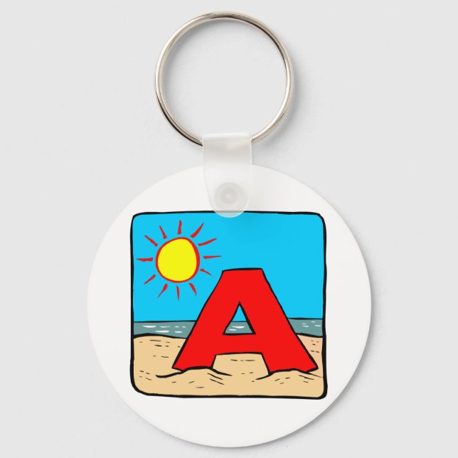 Beach Wedding Ideas Letter A Key Ring (Front)