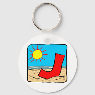 Beach Wedding Ideas Letter J Key Ring