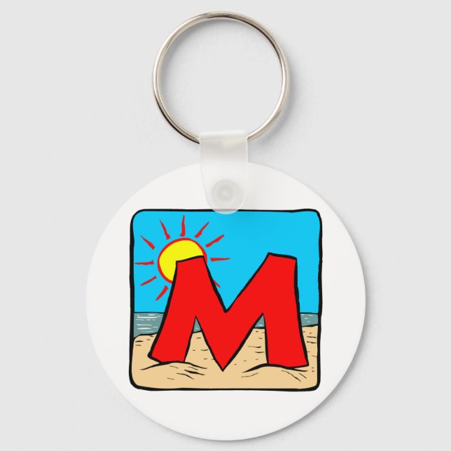 Beach Wedding Ideas Letter M Key Ring (Front)