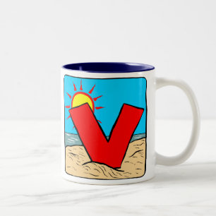 Beach Wedding Ideas Letter V Two-Tone Coffee Mug