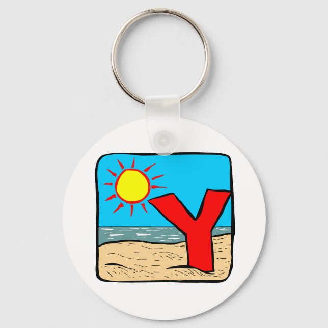 Beach Wedding Ideas Letter Y Key Ring (Front)