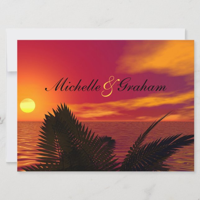 Beach Wedding Invitation at Sunrise (Front)