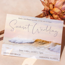 BEACH WEDDING INVITATION CARD | OCEAN WAVES SUNSET