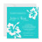 Beach Wedding Invitation Hibiscus Flower Blue