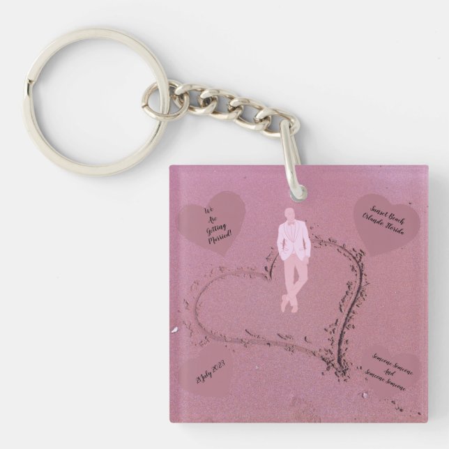 Beach Wedding  Invitation   Key Ring (Front)