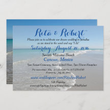 Beach Wedding Invitation - Ocean II Art on Back