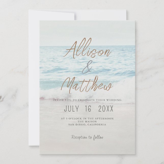 Beach Wedding Invitation Seaside/Oceanside Wedding (Front)