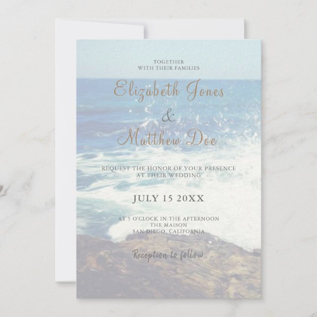 Beach Wedding Invitation Seaside/Oceanside Wedding (Front)