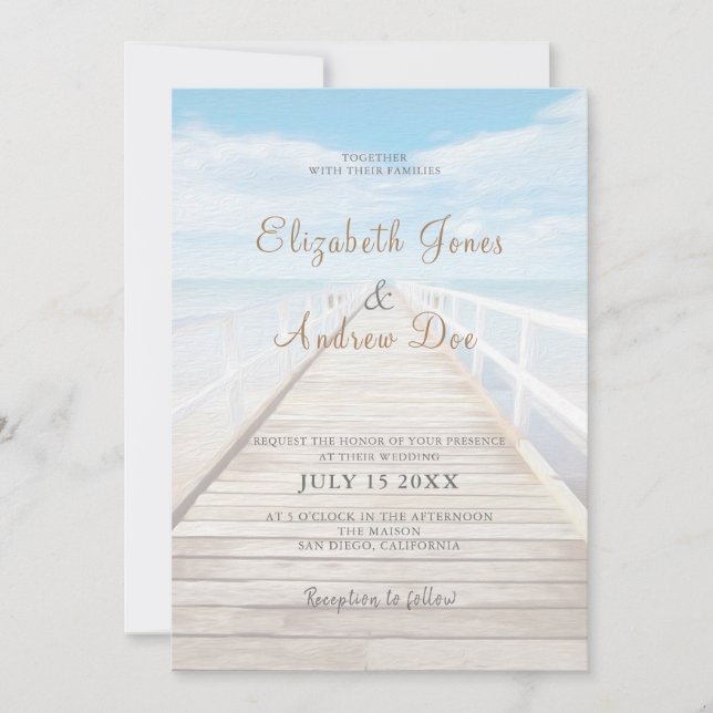 Beach Wedding Invitation Seaside/Oceanside Wedding (Front)