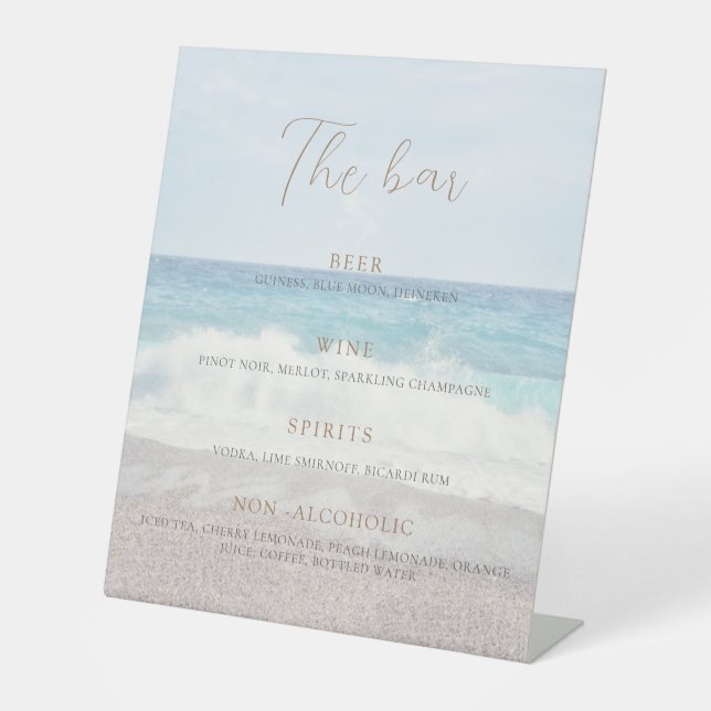 Beach Wedding Invitation Seaside/Oceanside Wedding Pedestal Sign (Front)