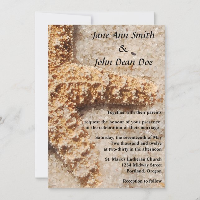 Beach Wedding Invitation:  Starfish Photo Invitation (Front)