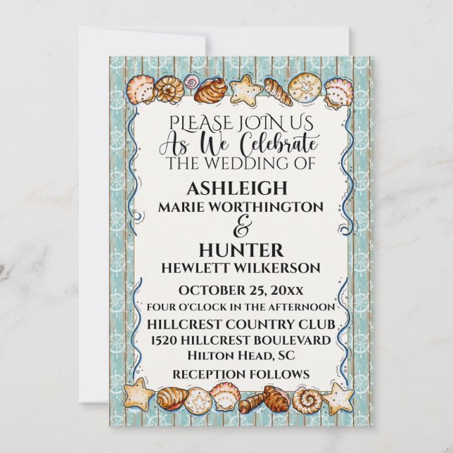 Beach Wedding Invitation Template (Front)