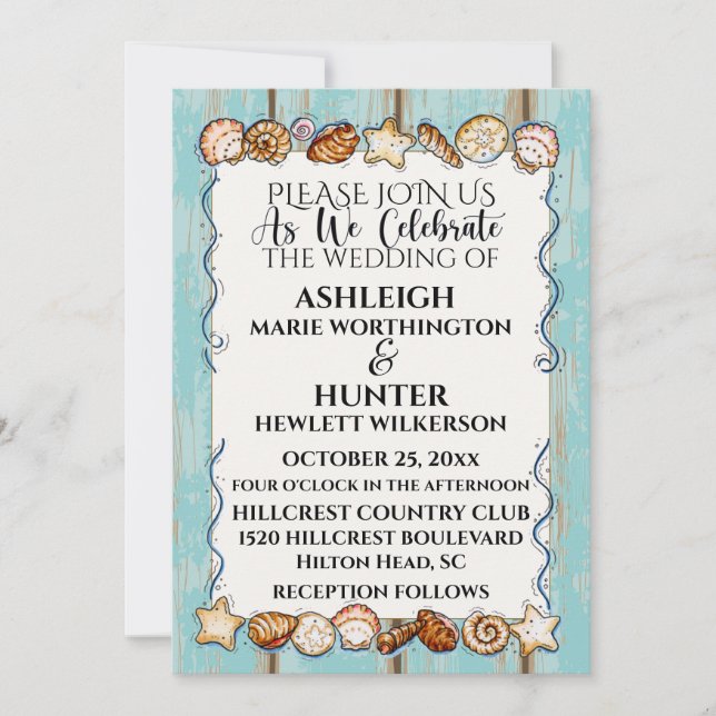 Beach Wedding Invitation Template (Front)