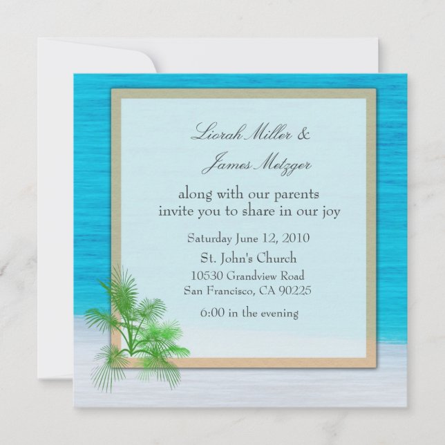 BEACH  Wedding Invitation Template (Front)