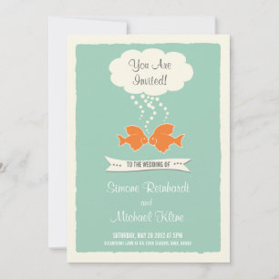 Beach Wedding Invitation with kissing Fish