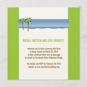 Beach Wedding Invitations Palm Trees Cream Green