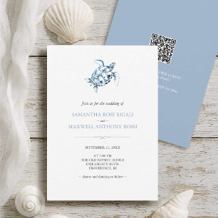 Beach Wedding Invitations Printing with QR Code