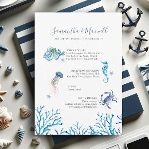 Beach Wedding Invitations Watercolor Ocean