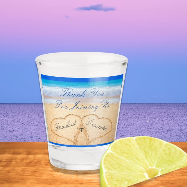  Beach Wedding Keepsake Hearts in Sand  Shot Glass (Creator Uploaded)