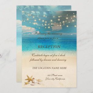 Beach  Wedding Lights Seashells Reception Invitation