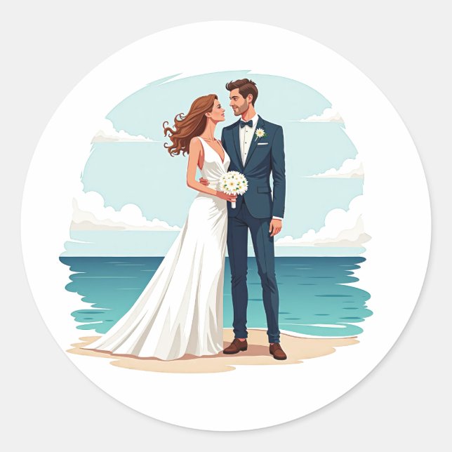 Beach Wedding Love Sticker  (Front)