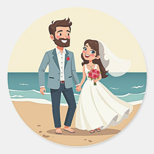 Beach Wedding Love Stickers (Front)