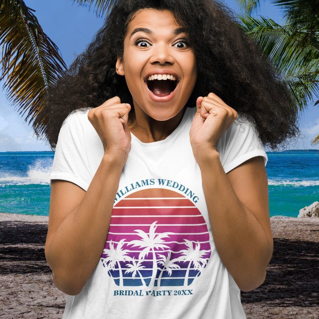 Beach Wedding Matching Bridal Party Bridesmaid T-Shirt (Creator Uploaded)